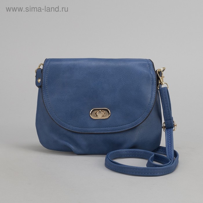 Сумка женская "Карин", 1 отдел, 1 наружный карман, длинный ремень, синяя - Фото 1