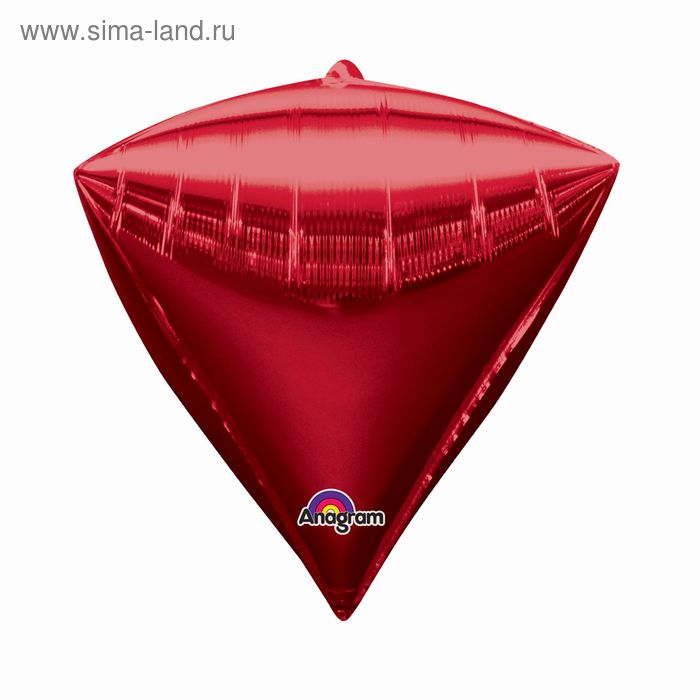 Шар фольгированный 17" 3D-алмаз, металл, цвет красный - Фото 1