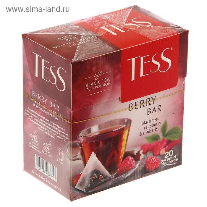 Чай Tess пирамидки Berry Bar, black tea, 20п*1,8 гр. - Фото 1