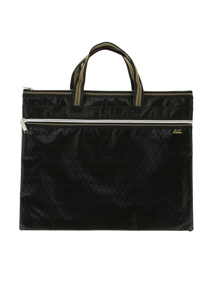 Портфель 1 отделение А4, текстильный, на молнии, с ручками, с карманом, чёрный - Фото 1