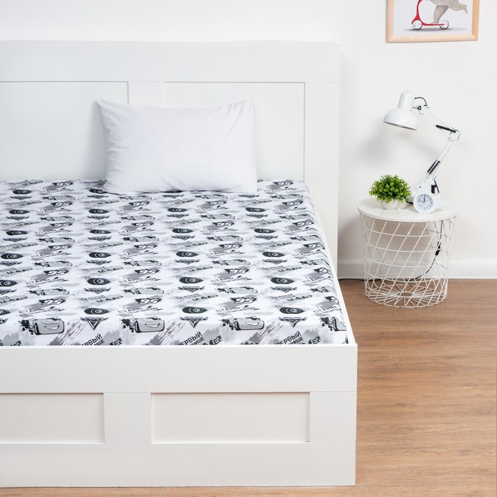 Простыня 1,5 сп «Время побеждать» Тачки 150х214 см 100% хлопок, поплин 125 г/м2 - Фото 1