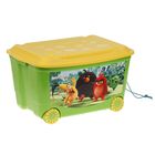Ящик для игрушек с аппликацией Angry birds на колёсиках, с крышкой, 50 л, цвет зелёный - Фото 1