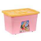 Ящик для игрушек с аппликацией «Принцесса» на колёсиках, с крышкой, 50 л, цвет розовый - Фото 1