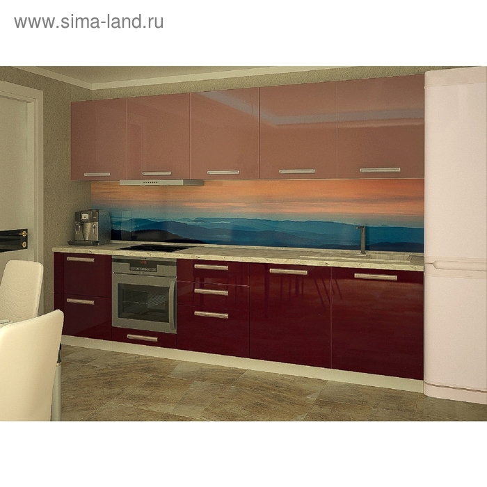Кухонный гарнитур, 3000 мм, цвет Мокко/Черешня - Фото 1