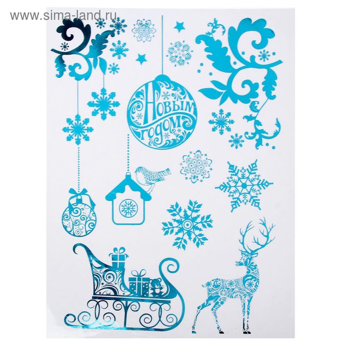 Наклейка для окон «Новогодняя история», многоразовая, 33 × 50,5 см - Фото 1