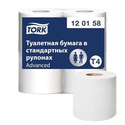 Туалетная бумага для диспенсера Tork в стандартных рулонах (T4), 184 листа - Фото 1