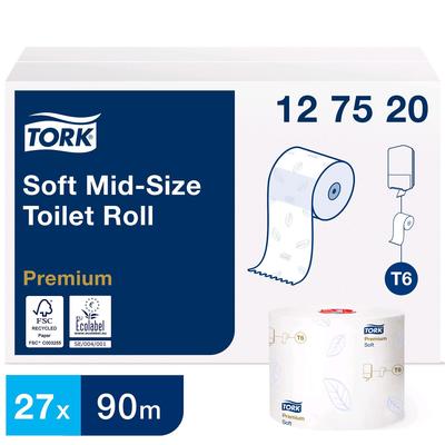 Туалетная бумага для диспенсера Tork Mid-size в миди рулонах (T6) мягкая, 90 метров - Фото 1