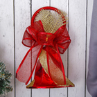 Украшение новогоднее "Колокольчик с бантом и ветками" 11,5х21,5 см, красный - Фото 1