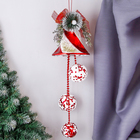Украшение новогоднее "Колокольчик красный с белым напылением и шариками" 15х48 см - Фото 1