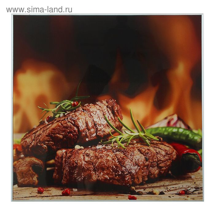 Картина на стекле "Мясо на огне" 30*30см - Фото 1
