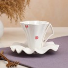 Чайная пара "Лотос белый", декор, 2 предмета, блюдце, кружка 0.2 л, микс - Фото 2