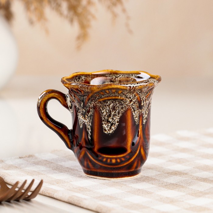 Чашка кофейная "Ажур", коричневая, керамика, 0.15 л - Фото 1