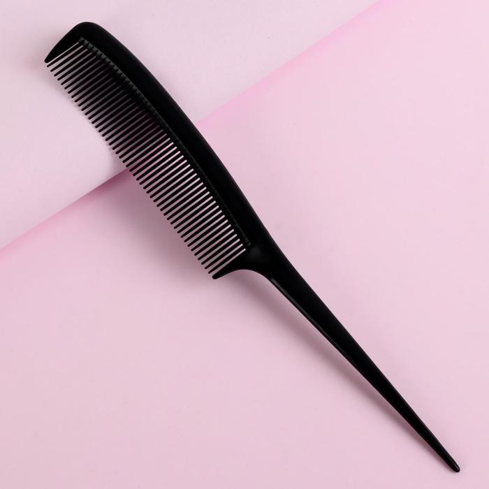 Расчёска с хвостиком, 21 × 3 см, цвет чёрный - Фото 1