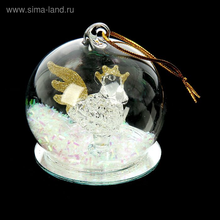 Сувенир стекло "Петушок в шаре" МИКС 6х6х6 см - Фото 1