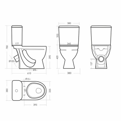 Унитаз-компакт «Стандарт Эконом», 1-режим, арматура, белый