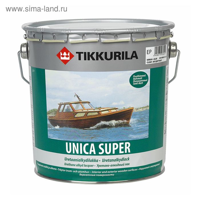 Лак Tikkurila UNICA SUPER полуматовый 2,7 л - Фото 1