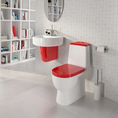 Унитаз компакт Sanita Best Color Red SL DМ, 2-режима, арматура Geberit, белый