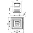 Сливной трап AlcaPlast APV26C, 105 × 105/50 мм, подводка – боковая, решетка – нержавеющая сталь - Фото 2