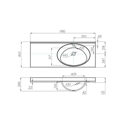Раковина AQUATON Отель 3/120 правая белая с навесами 1A70103NOT01R=