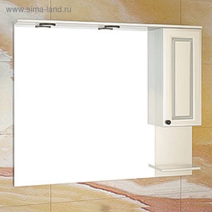 Зеркало шкаф Comforty Севилья 100 для ванной комнаты, цвет слоновая кость