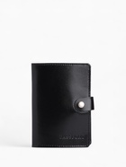 Обложка для паспорта на кнопке, натуральная кожа, чёрная - Фото 6