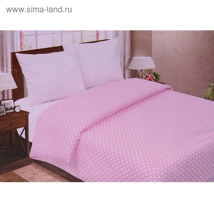 Постельное бельё евро"Pastel: Горошек", цвет розовый, 200х217, 220х240, 70х70см - 2 шт - Фото 1