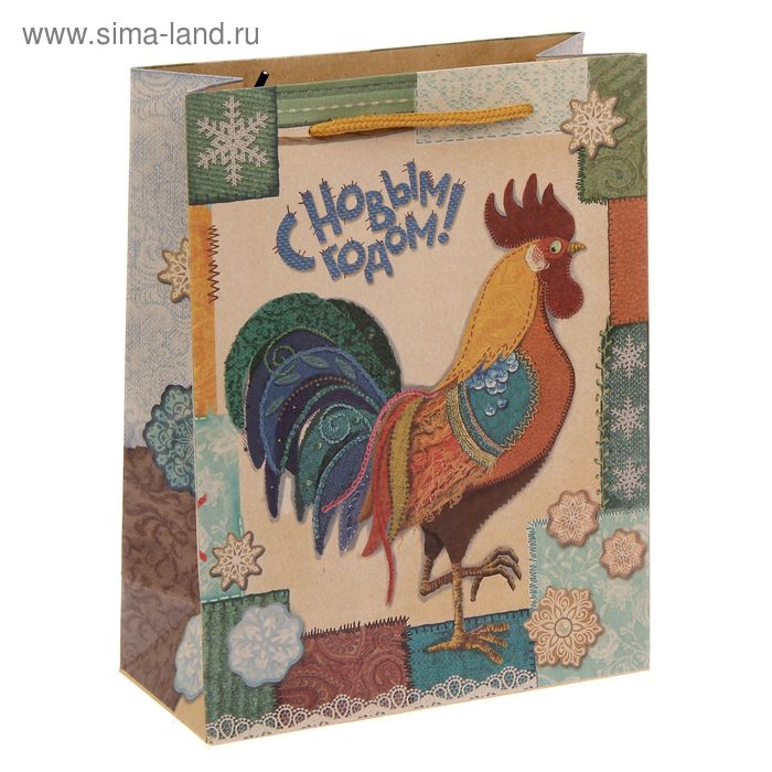 Пакет крафтовый вертикальный «Новогоднее шитье», 18 × 23 × 8 см - Фото 1