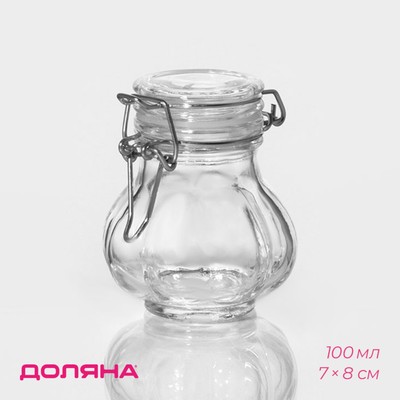 Банка для сыпучих Доляна «Чеснок», 100 мл, 7×8 см, с бугельным замком, стекло, прозрачная