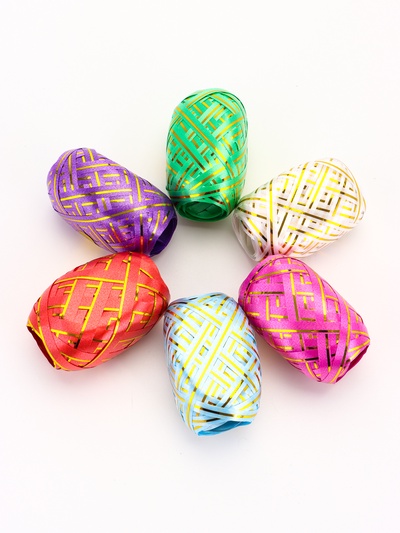 Лента упаковочная, с полосой, микс, 0.5 см × 10 м, набор 6 шт.