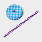 Кружка Доляна «Галерея», 500 мл, 11×8×13.5 см, с крышкой и трубочкой, стекло, голубая - Фото 5