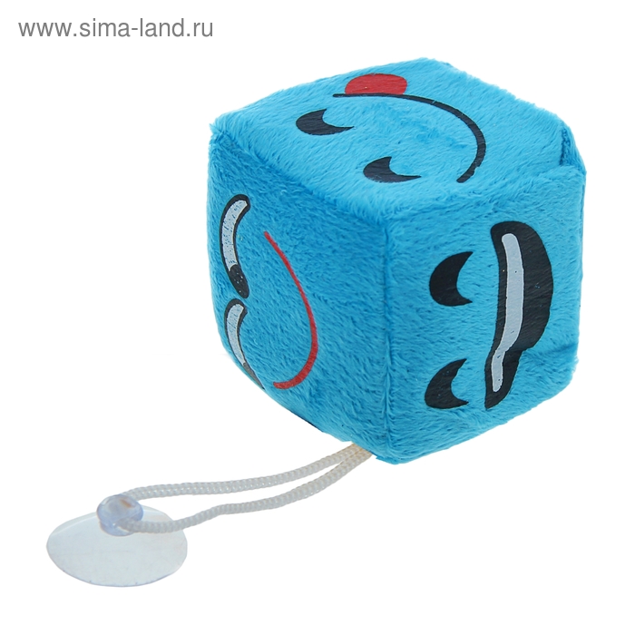 Мягкая игрушка-присоска "Куб-смайлик", цвет синий - Фото 1