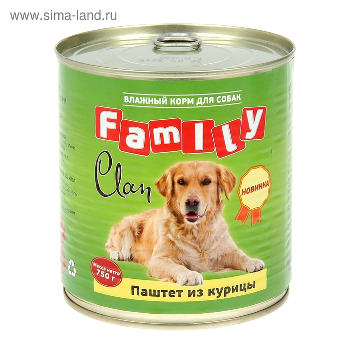 Консервы CLAN  FAMILY для собак, паштет из курицы, 750 г. - Фото 1