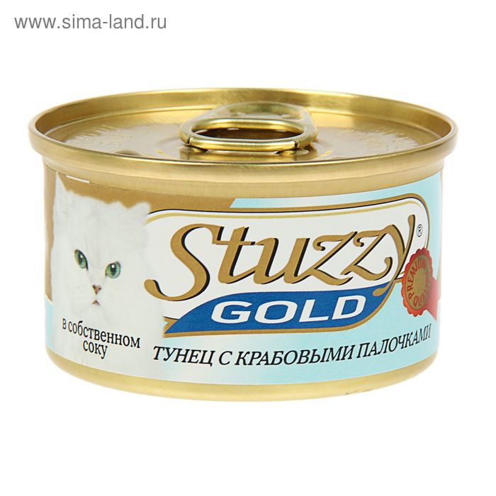 Влажный корм STUZZY GOLD для кошек, тунец с крабовыми палочками в собственном соку, 85 г - Фото 1