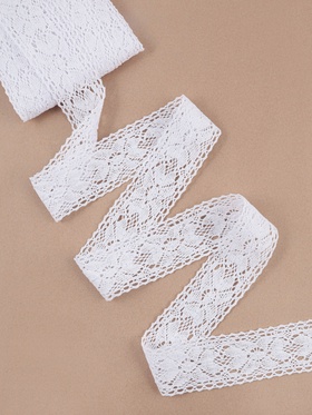 Кружево вязаное, 55 мм, 15±1 м, белое