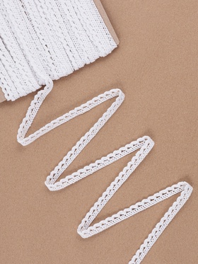 Кружево вязаное, 10 мм, 15±1 м, белое