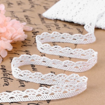 Кружево вязаное, 10 мм, 15±1 м, белое