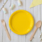Тарелка одноразовая бумажная однотонная, желтый цвет (18 см) - Фото 2