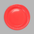 Тарелка одноразовая бумажная однотонная, красный цвет (18 см) - Фото 3