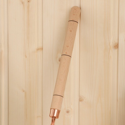 Ковш - черпак для бани и сауны, 200 мл, медь, деревянная ручка, 39 см