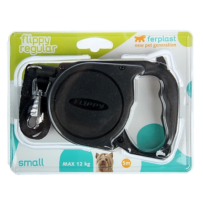 Рулетка Ferplast "Flippy Regular", шнур 5м до 12кг, черная