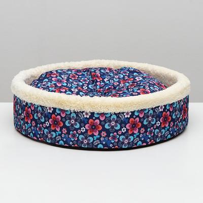 Лежанка круглая с двусторонней подушкой, 46 х 13 см микс цветов
