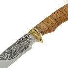 Нож нескладной "Юнкер", сталь 65х13, рукоять-береста, литье, гравировка - Фото 3