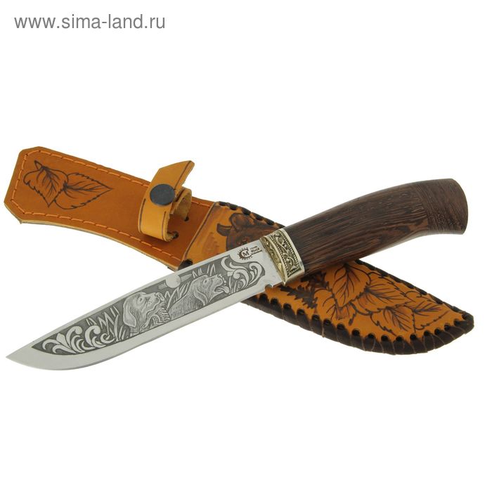 Нож нескладной "Путник", кованная сталь 95х18, рукоять-венге, литье, гравировка - Фото 1