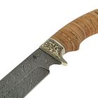 Нож нескладной "Лорд", дамасская сталь, рукоять-береста, литье - Фото 3