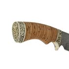 Нож нескладной "Лорд", дамасская сталь, рукоять-береста, литье - Фото 4
