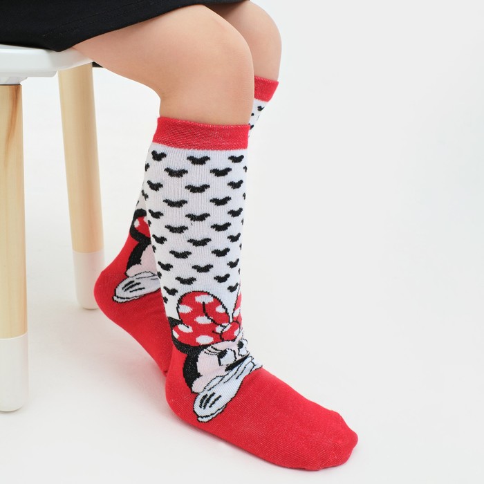 Гольфы Дисней «Минни Маус», цвет белый/красный, 14-16 см - Фото 1