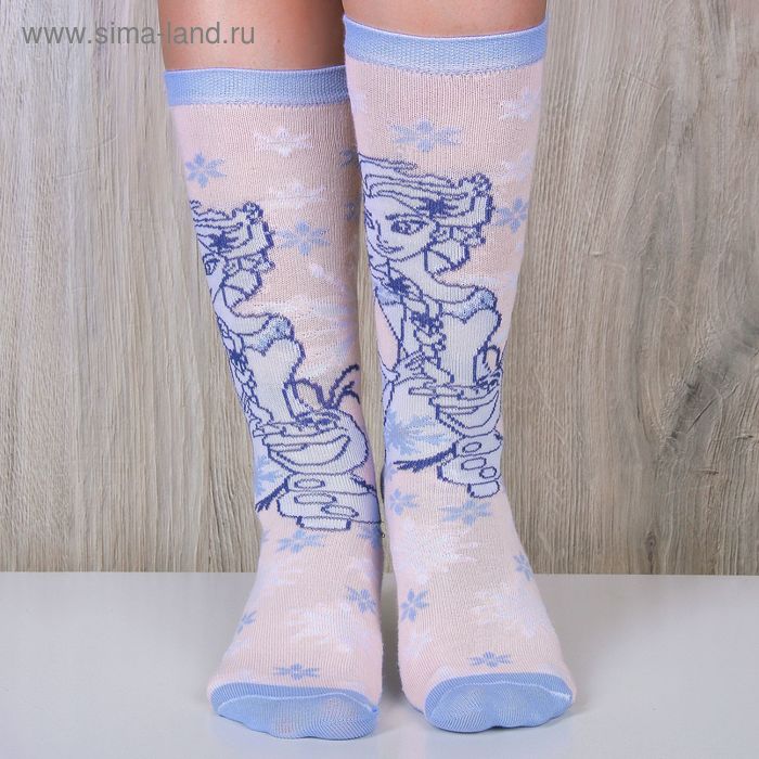 Гольфы детские "Эльза" Холодное сердце, Дисней 14-16 см, 2-3 г., 80% хл.,17% п/э, 3% эл. - Фото 1