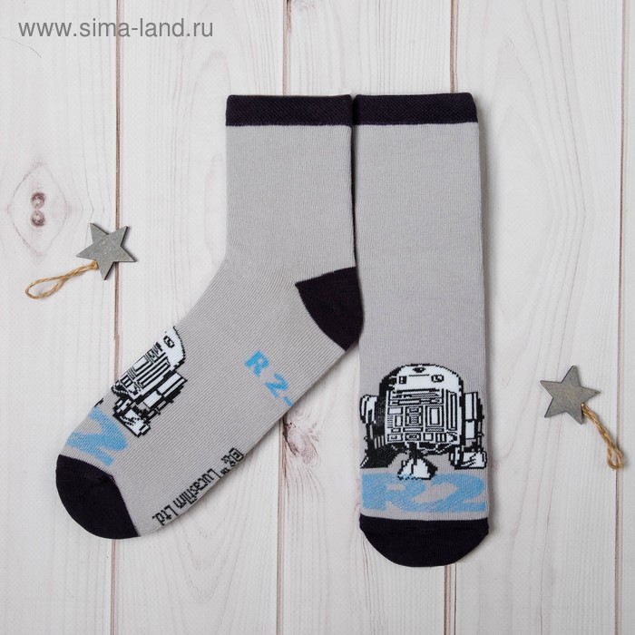 Носки детские "R-2", Звёздные войны, 18-20 см, 7-9 лет, 80% хлопок, 17% полиамид, 3% эластан - Фото 1