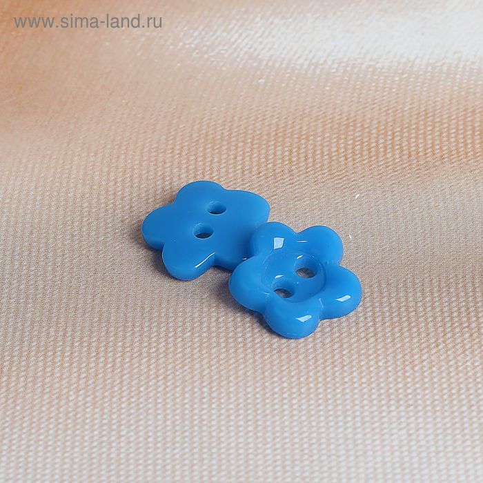 Пуговица детская, 2 прокола "Цветочек", цвет неман - Фото 1