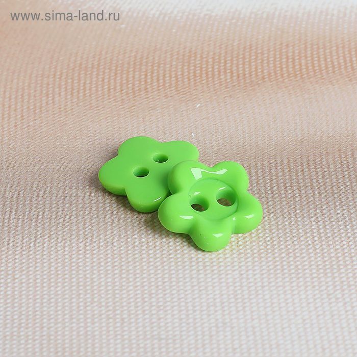 Пуговица детская, 2 прокола "Цветочек", цвет неон - Фото 1